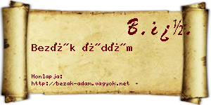 Bezák Ádám névjegykártya